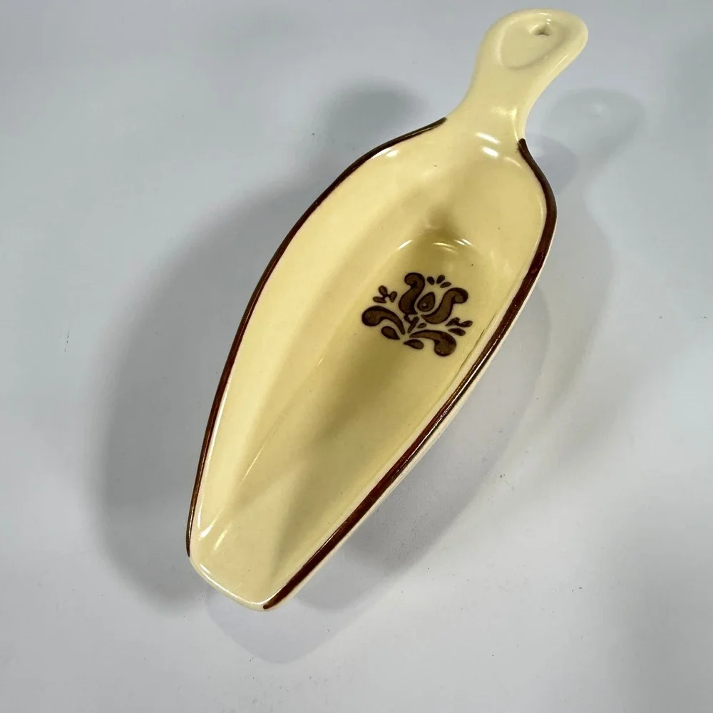 VTG Pfaltzgraff Village Measuring Scoops Set 3 Tan Brown Floral Farmhouse Retro